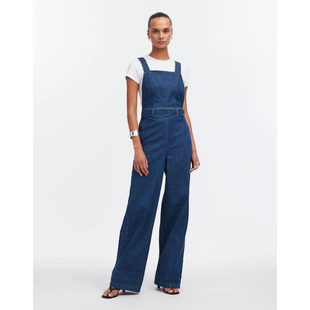 Madewell Denim Cross-Back Jumpsuit in Cason Wash NWT Size 12